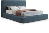 Devin Navy Linen Textured Fabric Queen Bed DevinNavy-Q Meridian Furniture