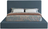 Devin Navy Linen Textured Fabric Queen Bed DevinNavy-Q Meridian Furniture