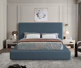 Devin Navy Linen Textured Fabric Queen Bed DevinNavy-Q Meridian Furniture