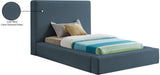 Devin Navy Linen Textured Fabric Twin Bed DevinNavy-T Meridian Furniture