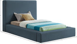 Devin Navy Linen Textured Fabric Twin Bed DevinNavy-T Meridian Furniture