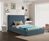 Devin Navy Linen Textured Fabric Twin Bed DevinNavy-T Meridian Furniture