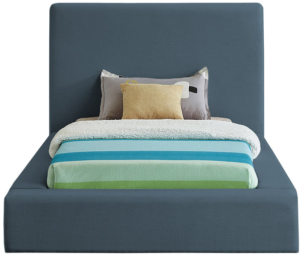 Devin Navy Linen Textured Fabric Twin Bed DevinNavy-T Meridian Furniture