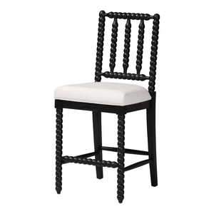 Bali & Pari Deya Bobbin Counterstool Solid Mahogany Spindle Frame Upholstered Kitchen Seat