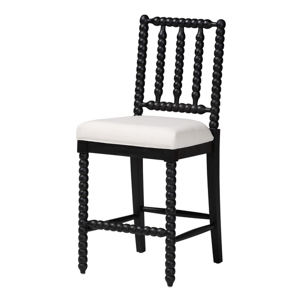 Bali & Pari Deya Bobbin Counterstool Solid Mahogany Spindle Frame Upholstered Kitchen Seat