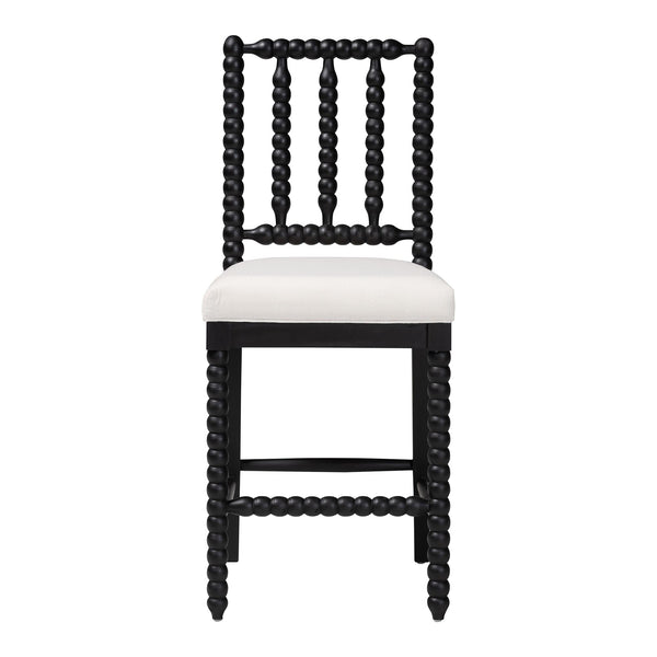 Bali & Pari Deya Bobbin Counterstool Solid Mahogany Spindle Frame Upholstered Kitchen Seat