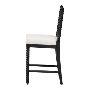 Bali & Pari Deya Bobbin Counterstool Solid Mahogany Spindle Frame Upholstered Kitchen Seat