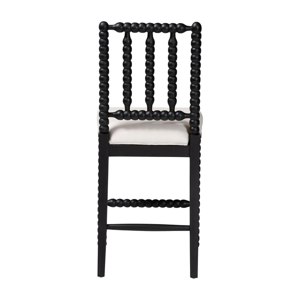 Bali & Pari Deya Bobbin Counterstool Solid Mahogany Spindle Frame Upholstered Kitchen Seat
