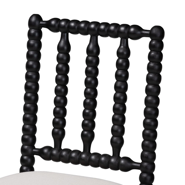 Bali & Pari Deya Bobbin Counterstool Solid Mahogany Spindle Frame Upholstered Kitchen Seat