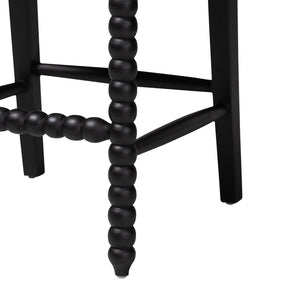 Bali & Pari Deya Bobbin Counterstool Solid Mahogany Spindle Frame Upholstered Kitchen Seat