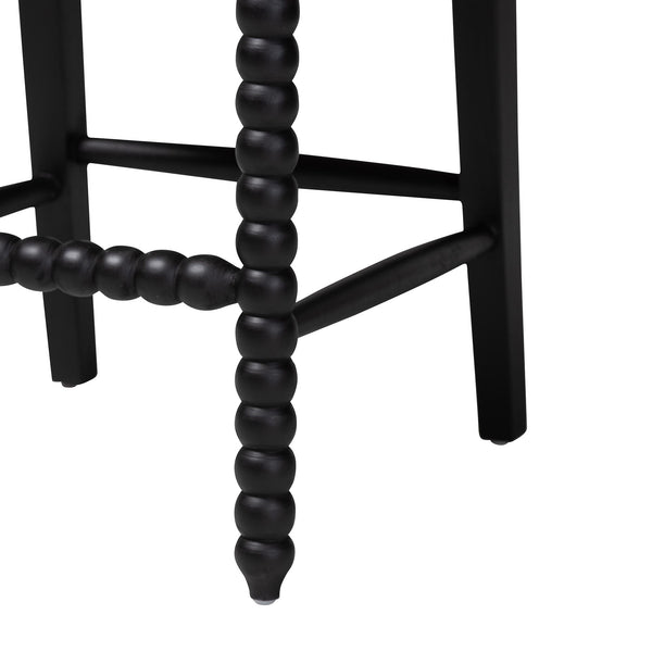 Bali & Pari Deya Bobbin Counterstool Solid Mahogany Spindle Frame Upholstered Kitchen Seat
