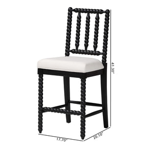 Bali & Pari Deya Bobbin Counterstool Solid Mahogany Spindle Frame Upholstered Kitchen Seat