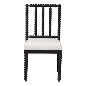 Bali & Pari Deya Mahogany Wood Spindle Back Dining Chair with Padded Upholstered Fabric Seat