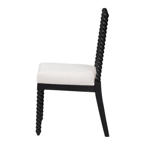 Bali & Pari Deya Mahogany Wood Spindle Back Dining Chair with Padded Upholstered Fabric Seat