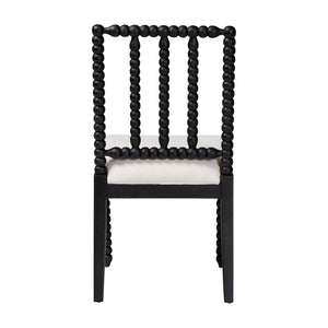 Bali & Pari Deya Mahogany Wood Spindle Back Dining Chair with Padded Upholstered Fabric Seat