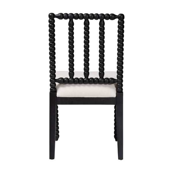 Bali & Pari Deya Mahogany Wood Spindle Back Dining Chair with Padded Upholstered Fabric Seat