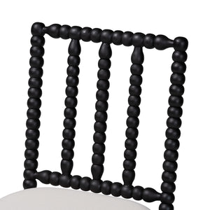 Bali & Pari Deya Mahogany Wood Spindle Back Dining Chair with Padded Upholstered Fabric Seat