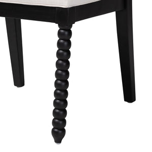 Bali & Pari Deya Mahogany Wood Spindle Back Dining Chair with Padded Upholstered Fabric Seat