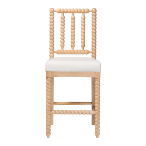 Bali & Pari Deya Bobbin Counterstool Solid Acacia Spindle Back Upholstered Kitchen Seat