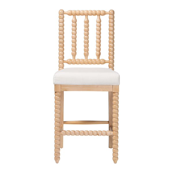 Bali & Pari Deya Bobbin Counterstool Solid Acacia Spindle Back Upholstered Kitchen Seat