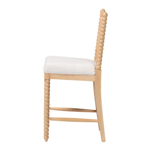 Bali & Pari Deya Bobbin Counterstool Solid Acacia Spindle Back Upholstered Kitchen Seat