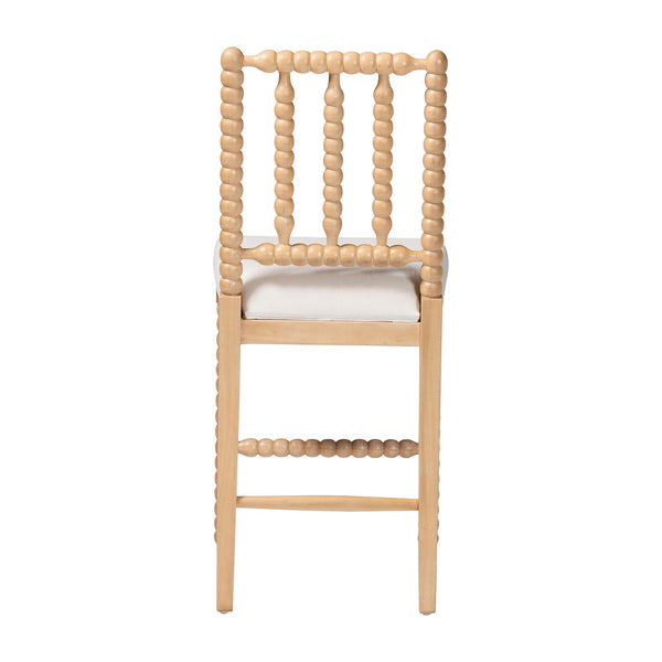 Bali & Pari Deya Bobbin Counterstool Solid Acacia Spindle Back Upholstered Kitchen Seat