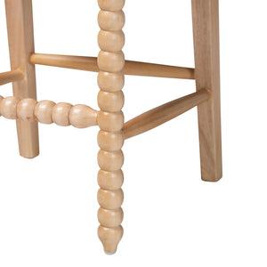 Bali & Pari Deya Bobbin Counterstool Solid Acacia Spindle Back Upholstered Kitchen Seat