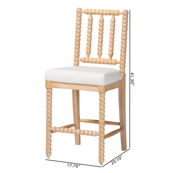 Bali & Pari Deya Bobbin Counterstool Solid Acacia Spindle Back Upholstered Kitchen Seat