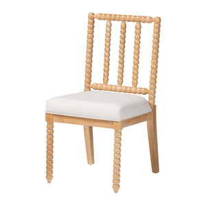 Baxton Studio Bali & Pari Deya Acacia Wood Dining Chair Bobbin Spindle Back Upholstered Seat Deya-Natural Wooden-DC