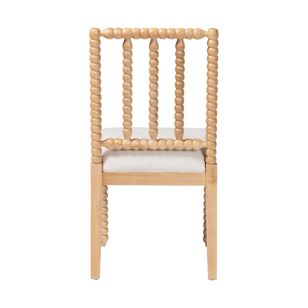 Bali & Pari Deya Acacia Wood Dining Chair Bobbin Spindle Back Upholstered Seat