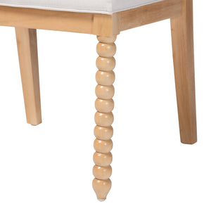 Bali & Pari Deya Acacia Wood Dining Chair Bobbin Spindle Back Upholstered Seat