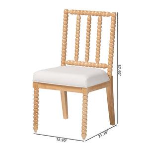 Bali & Pari Deya Acacia Wood Dining Chair Bobbin Spindle Back Upholstered Seat