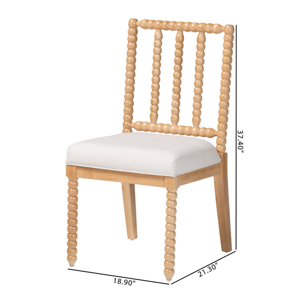 Bali & Pari Deya Acacia Wood Dining Chair Bobbin Spindle Back Upholstered Seat