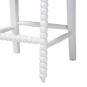 Bali & Pari Deya Bobbin Counterstool Solid Mahogany Spindle Frame Upholstered Kitchen Seat
