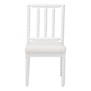 Bali & Pari Deya Mahogany Wood Spindle Back Dining Chair with Padded Upholstered Fabric Seat