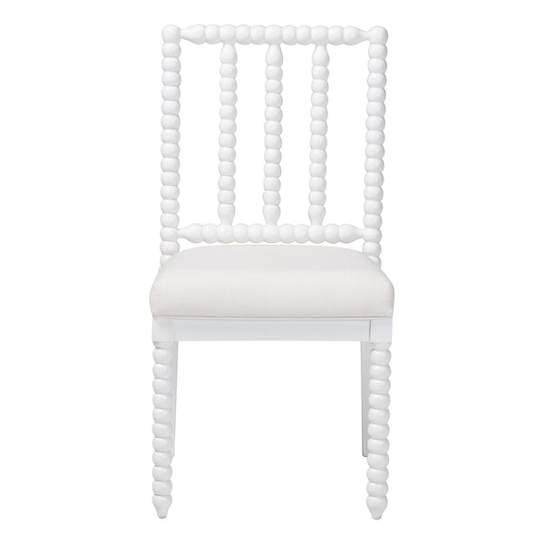 Bali & Pari Deya Mahogany Wood Spindle Back Dining Chair with Padded Upholstered Fabric Seat
