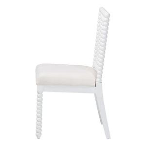 Bali & Pari Deya Mahogany Wood Spindle Back Dining Chair with Padded Upholstered Fabric Seat