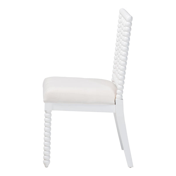 Bali & Pari Deya Mahogany Wood Spindle Back Dining Chair with Padded Upholstered Fabric Seat