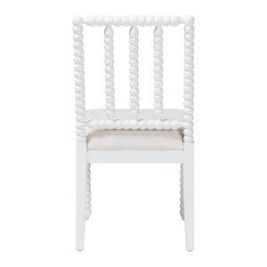 Bali & Pari Deya Mahogany Wood Spindle Back Dining Chair with Padded Upholstered Fabric Seat