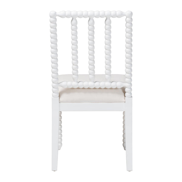 Bali & Pari Deya Mahogany Wood Spindle Back Dining Chair with Padded Upholstered Fabric Seat