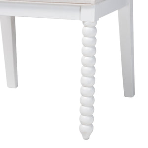 Bali & Pari Deya Mahogany Wood Spindle Back Dining Chair with Padded Upholstered Fabric Seat