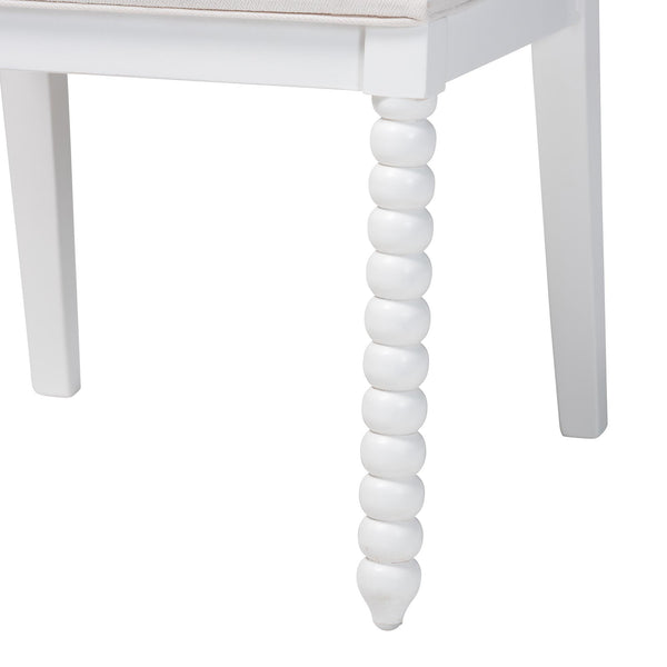 Bali & Pari Deya Mahogany Wood Spindle Back Dining Chair with Padded Upholstered Fabric Seat