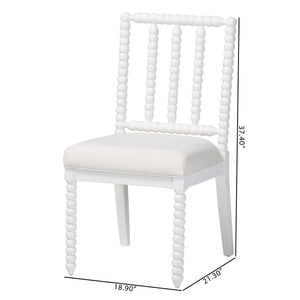 Bali & Pari Deya Mahogany Wood Spindle Back Dining Chair with Padded Upholstered Fabric Seat