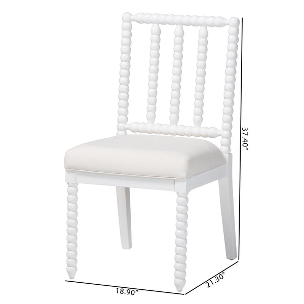 Bali & Pari Deya Mahogany Wood Spindle Back Dining Chair with Padded Upholstered Fabric Seat