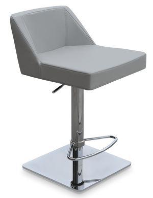 Soho Concept Dallas Piston Stool - Adjustable Height Barstools With Stylish Square Base & Soft Leatherette Seat Chrome,Light Grey  Soho-concept-dining-chair-08010