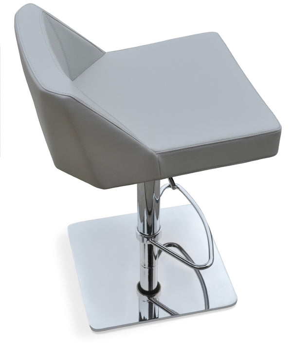 Soho Concept Dallas Piston Stool - Adjustable Height Barstools With Stylish Square Base & Soft Leatherette Seat Chrome,Light Grey  Soho-concept-dining-chair-08011
