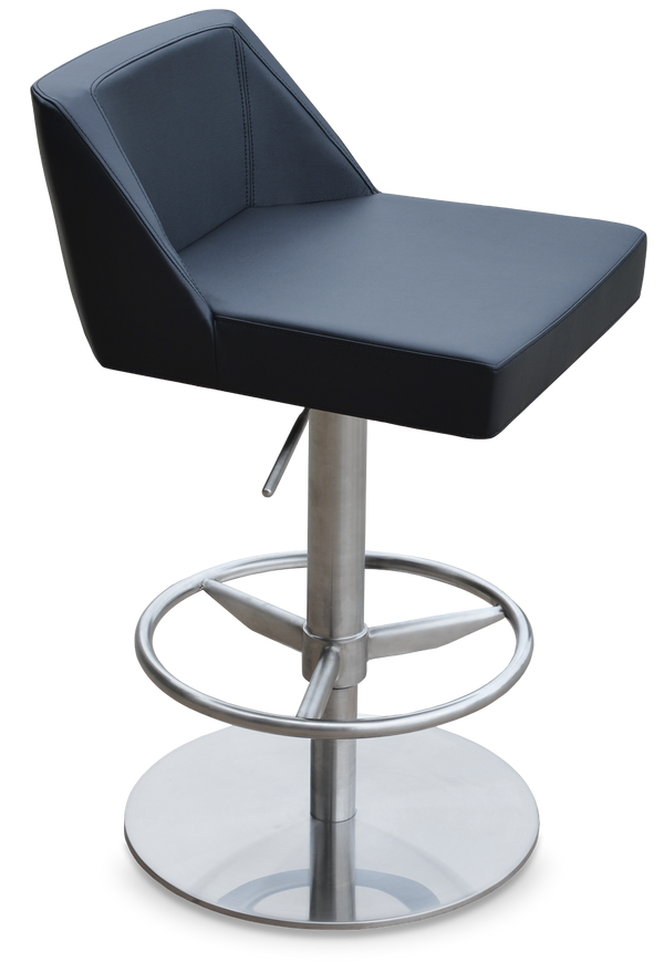 Soho Concept Dallas Piston Stool - Adjustable Height Barstools With Stylish Square Base & Soft Leatherette Seat Black  Soho-concept-dining-chair-08016