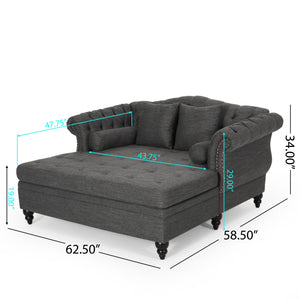 Christopher Knight Home® - Loveseat Double Chaise Lounge – Timeless Charcoal Upholstery, Elegant Design, And Ultimate Comfort Retreat