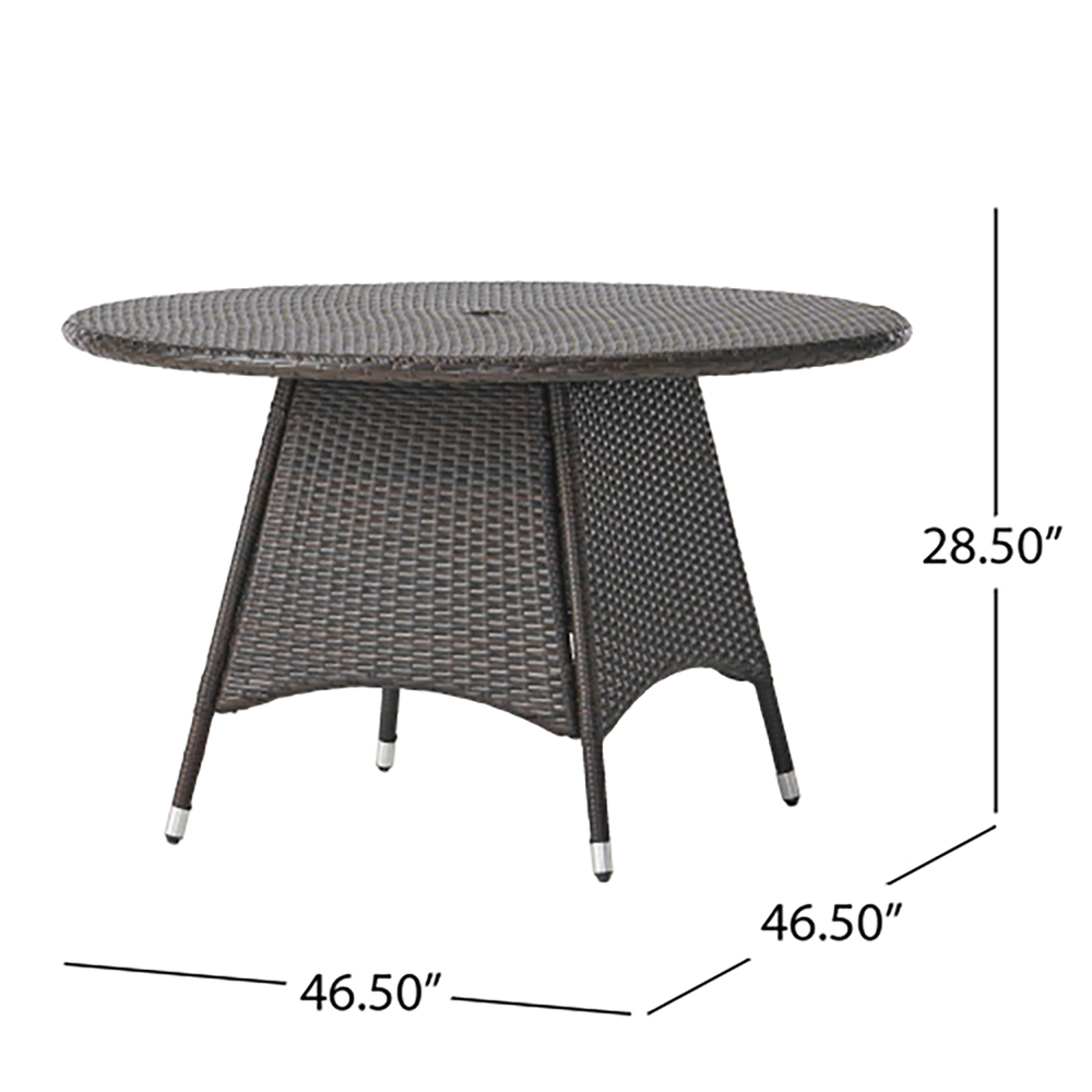 English Elm Christopher Knight Home® - CORSICA Round Wicker Dining Table 48" Brown – Weather-Resistant PE Wicker, Powder-Coated Iron Frame, Durable Outdoor Centerpiece 56312.00MBRN