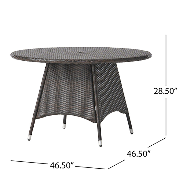 Christopher Knight Home® - Corsica Round Wicker Dining Table 48" Brown – Weather-Resistant Pe Wicker, Powder-Coated Iron Frame, Durable Outdoor Centerpiece